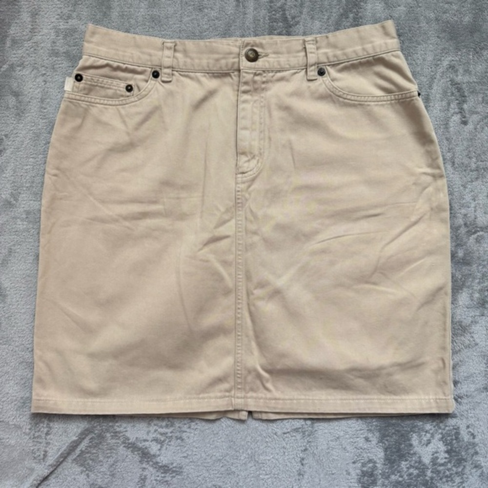 Vintage Lauren Jeans Co. Khaki Beige 100% Cotton Skirt - Size 10